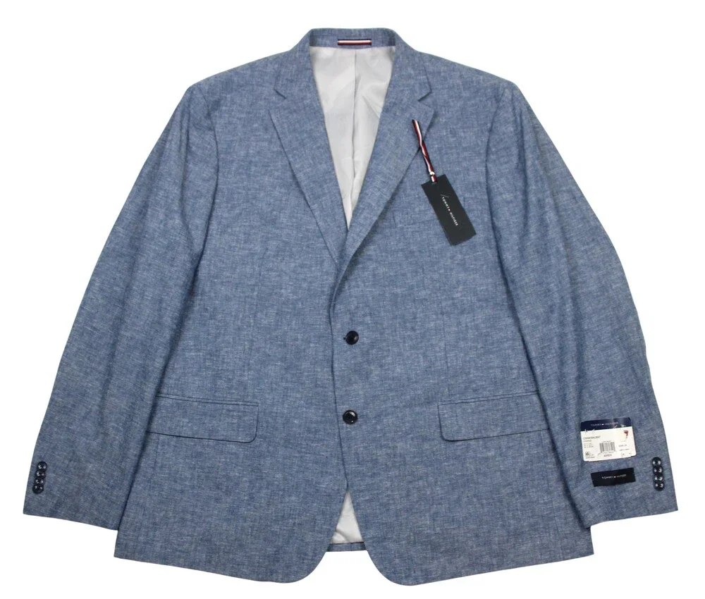 Tommy Hilfiger Conrad Sport Coat Mens 48 R Light Blue Linen Modern Fit Blazer
